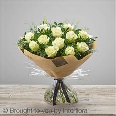 12 White Rose Hand-Tied
