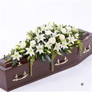 Lily and Rose Casket Spray - White