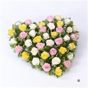 Mixed Rose Heart- Pink, yellow &amp; cream