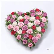 Mixed Rose Heart- Pink, lilac &amp; white