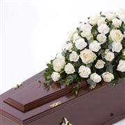 Rose and Carnation Casket Spray - White