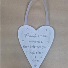 &#39;Friends are like rainbows&#39; hanging heart